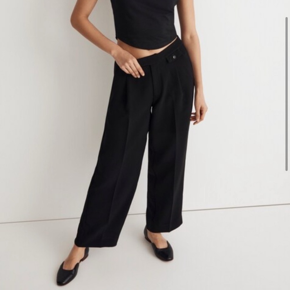 Madewell rosedale low rise black straight pant in crepe